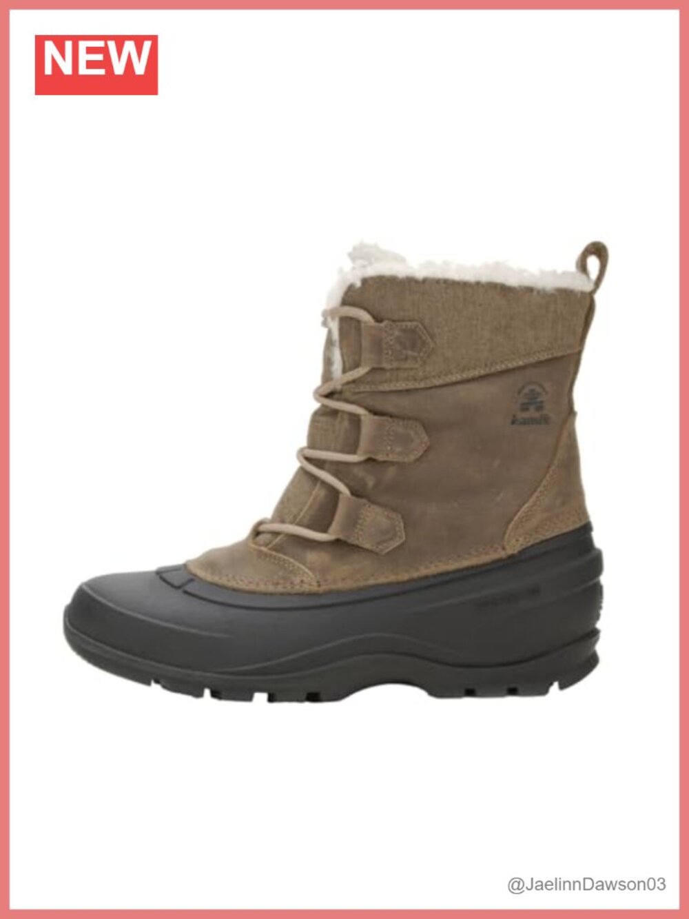 Kamik Snowgem Lo Waterproof Snow Boots Leather Round Toe Lace-Up